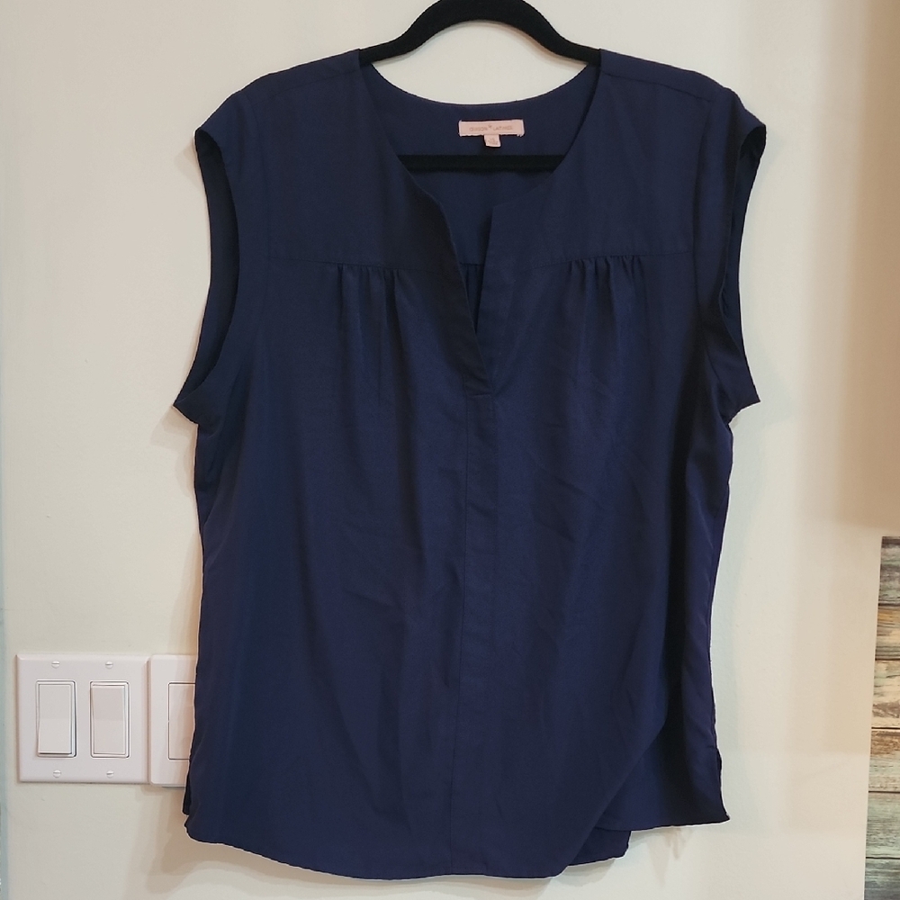 Gibson Latimer Sleeveless Blue V-Neck Blouse